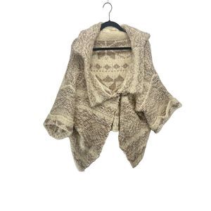 Anthropologie Sleeping on Snow Chunky‎ Boho Sweater XS-S Cream Beige Cardigan